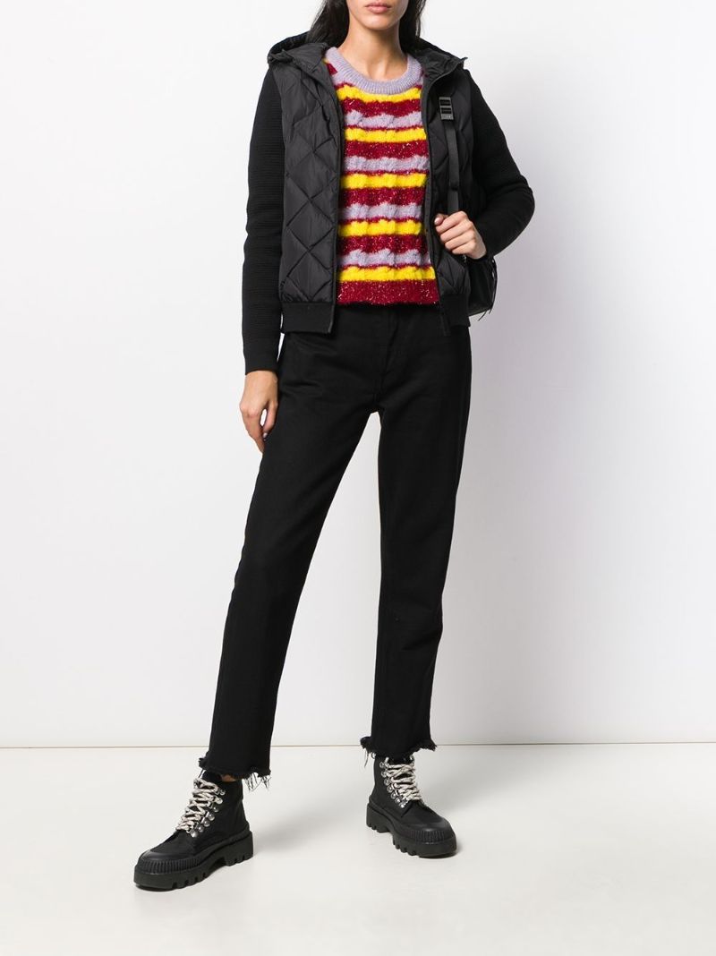 Black Hybridge Quilted Knit Jacket