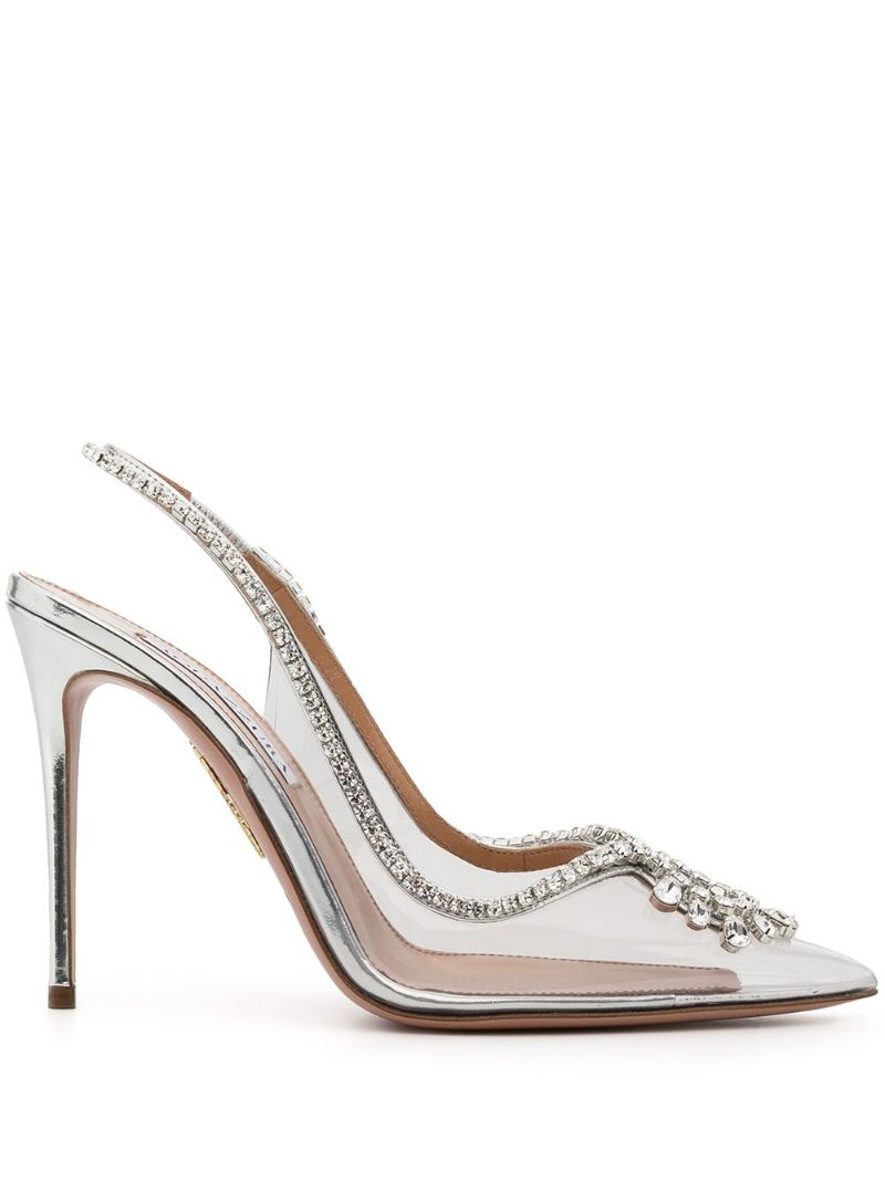 Silver Seduction Crystal 105 Leather Pumps