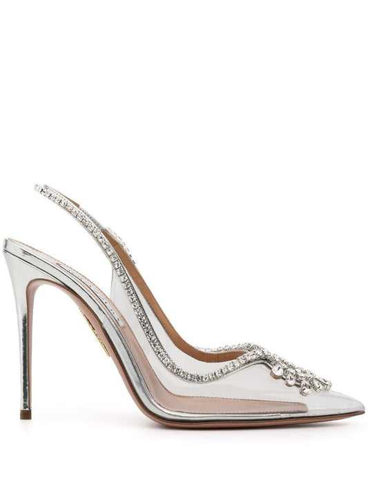 Silver Seduction Crystal 105 Leather Pumps