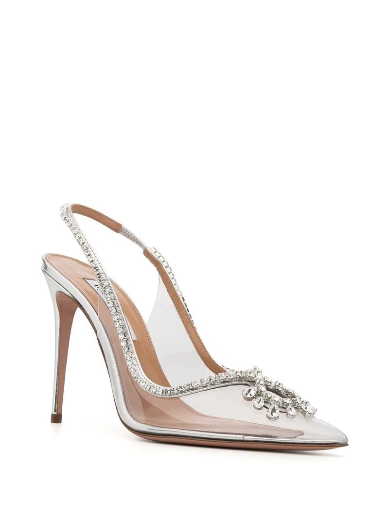 Silver Seduction Crystal 105 Leather Pumps
