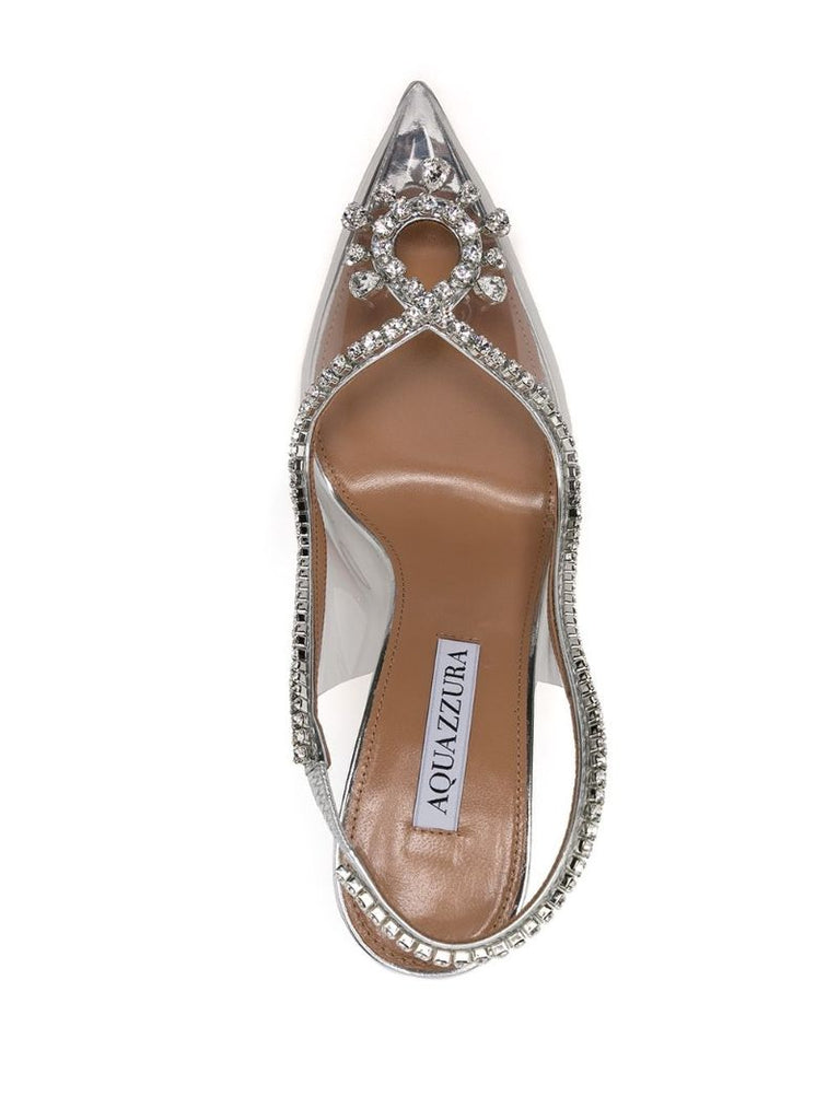 Silver Seduction Crystal 105 Leather Pumps