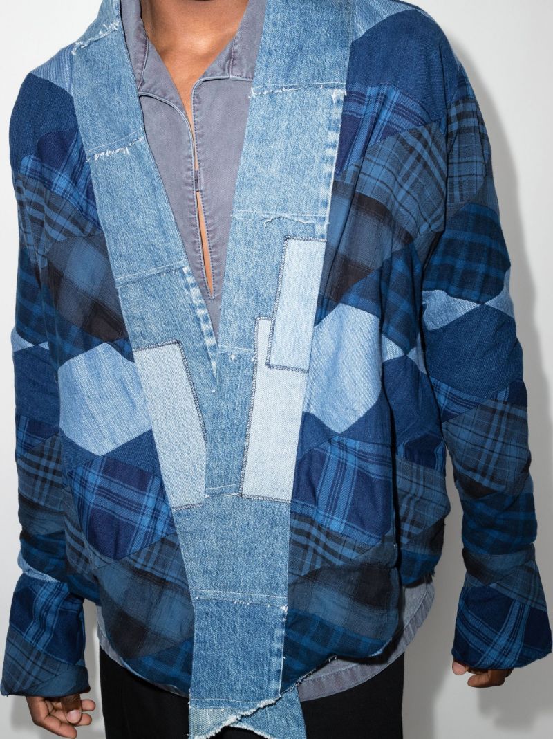 Checked Panel Kimono Shirt