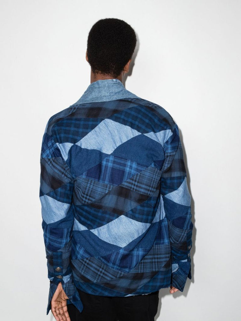 Checked Panel Kimono Shirt