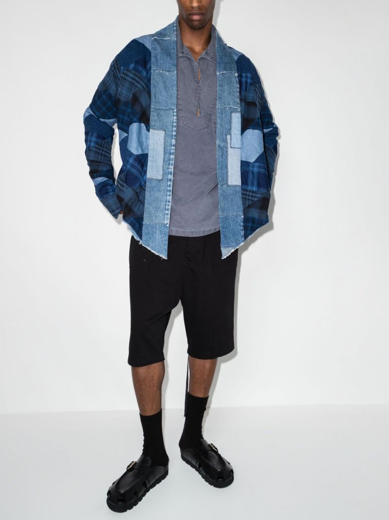 Checked Panel Kimono Shirt