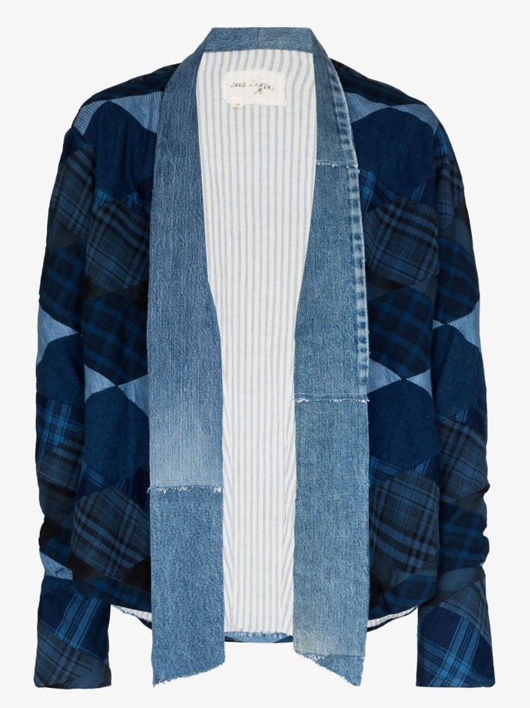 Checked Panel Kimono Shirt