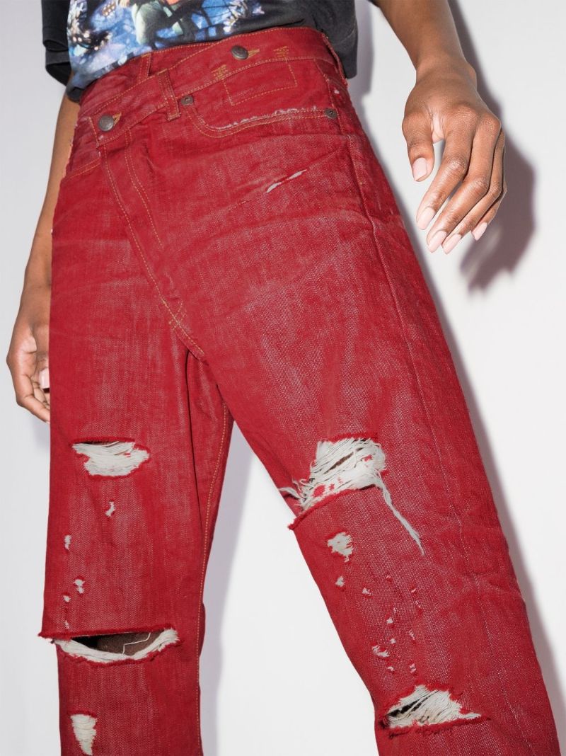 Crossover Asymmetric Distressed Jeans