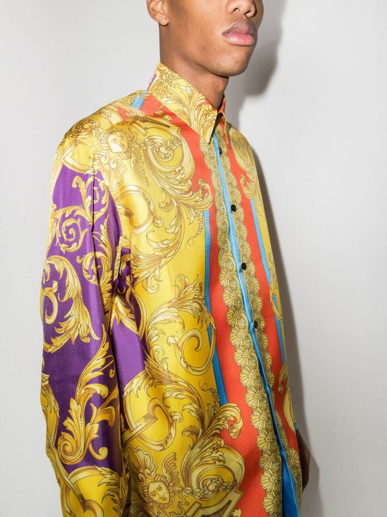 Barocco Goddess Print Silk Shirt