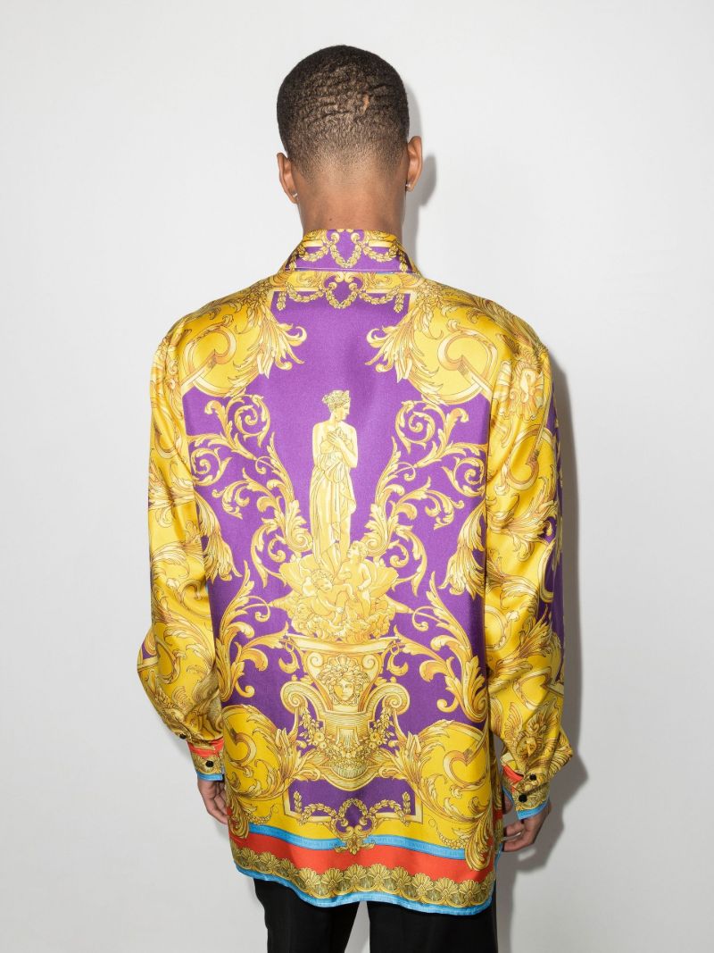 Barocco Goddess Print Silk Shirt
