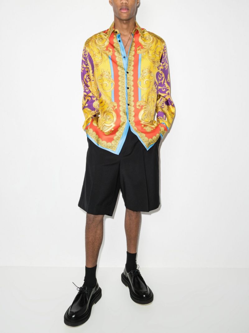 Barocco Goddess Print Silk Shirt