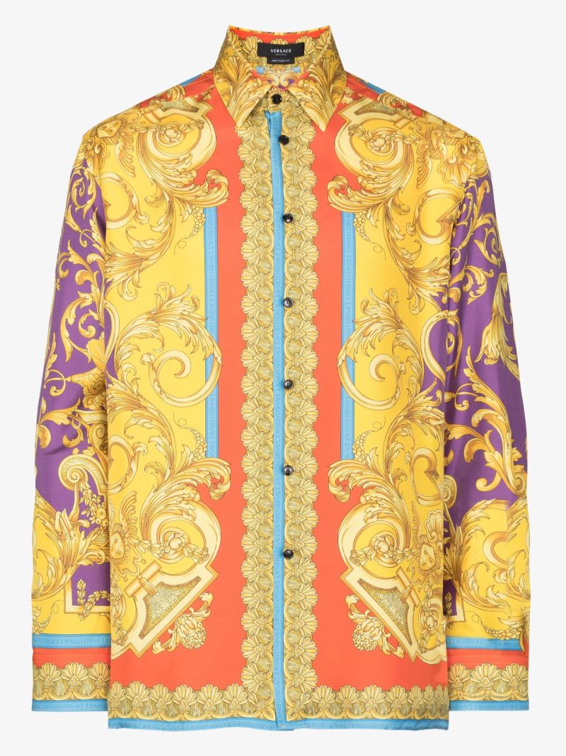 Barocco Goddess Print Silk Shirt