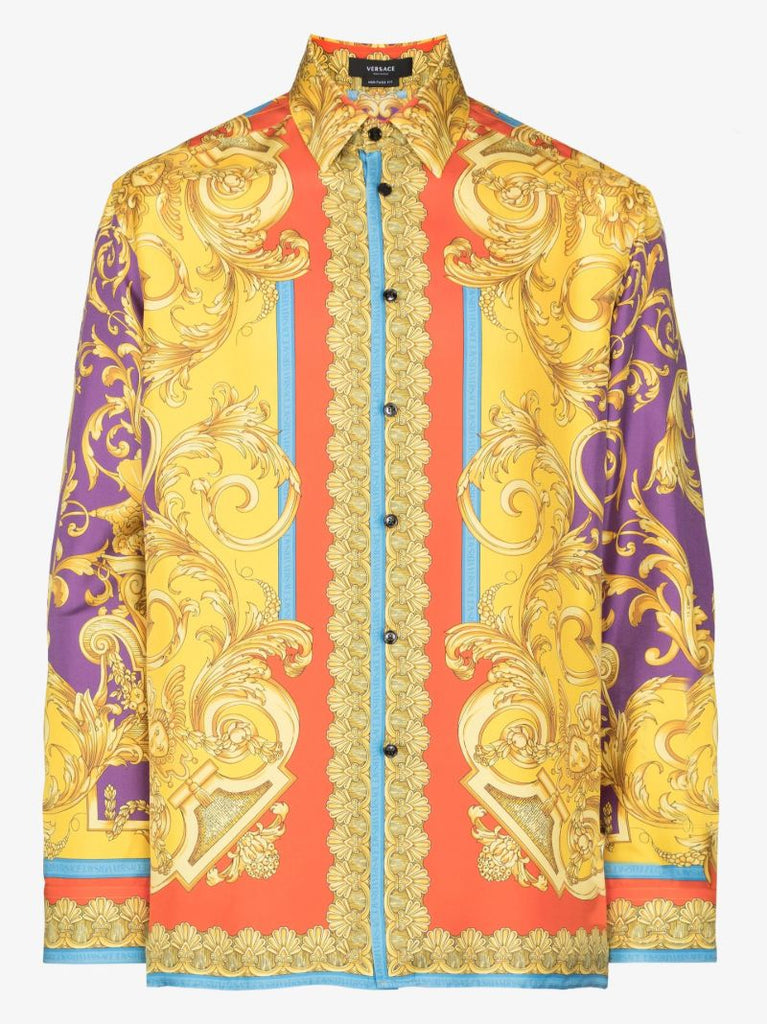 Barocco Goddess Print Silk Shirt