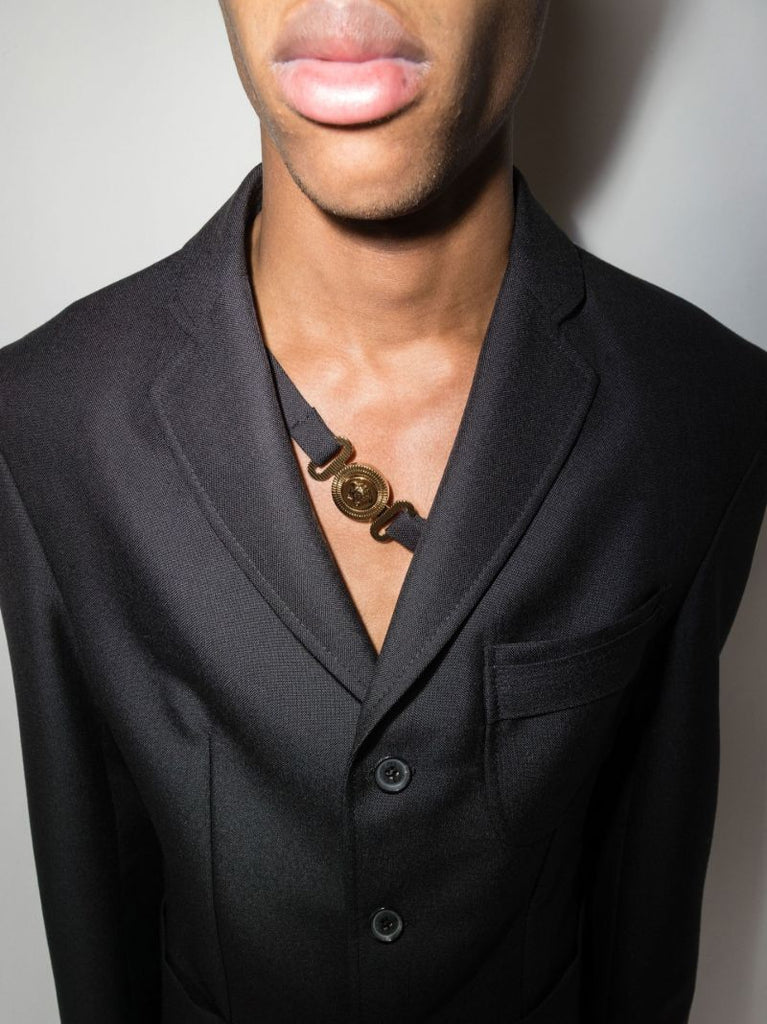 Medusa Biggie Single-breasted Cotton Blazer