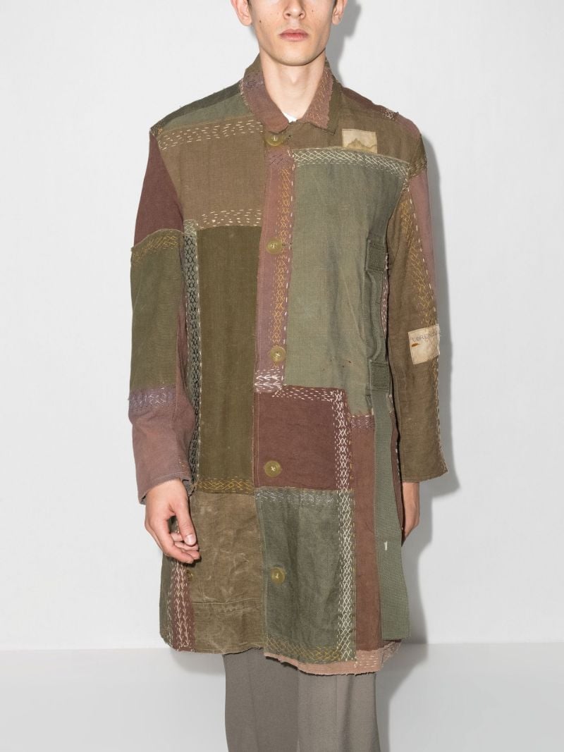 Brown Rufus Single-breasted Patchwork Coat