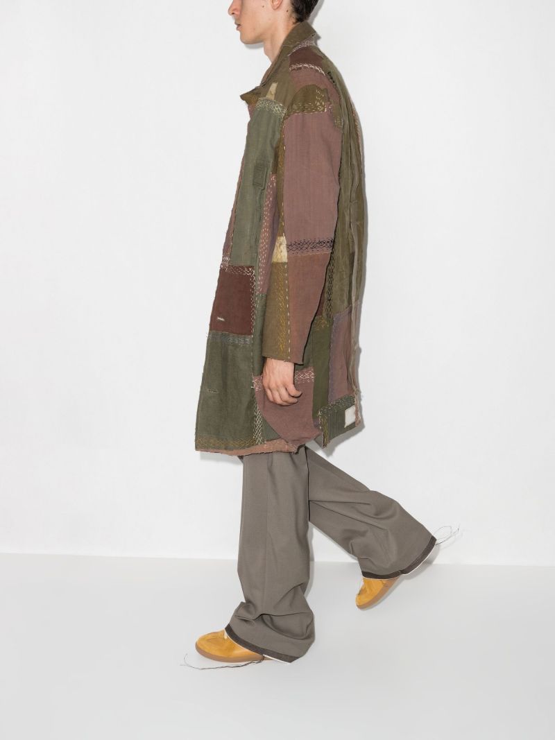Brown Rufus Single-breasted Patchwork Coat