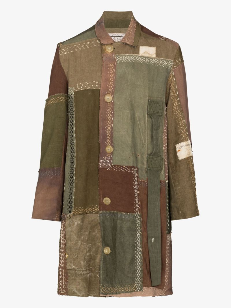 Brown Rufus Single-breasted Patchwork Coat
