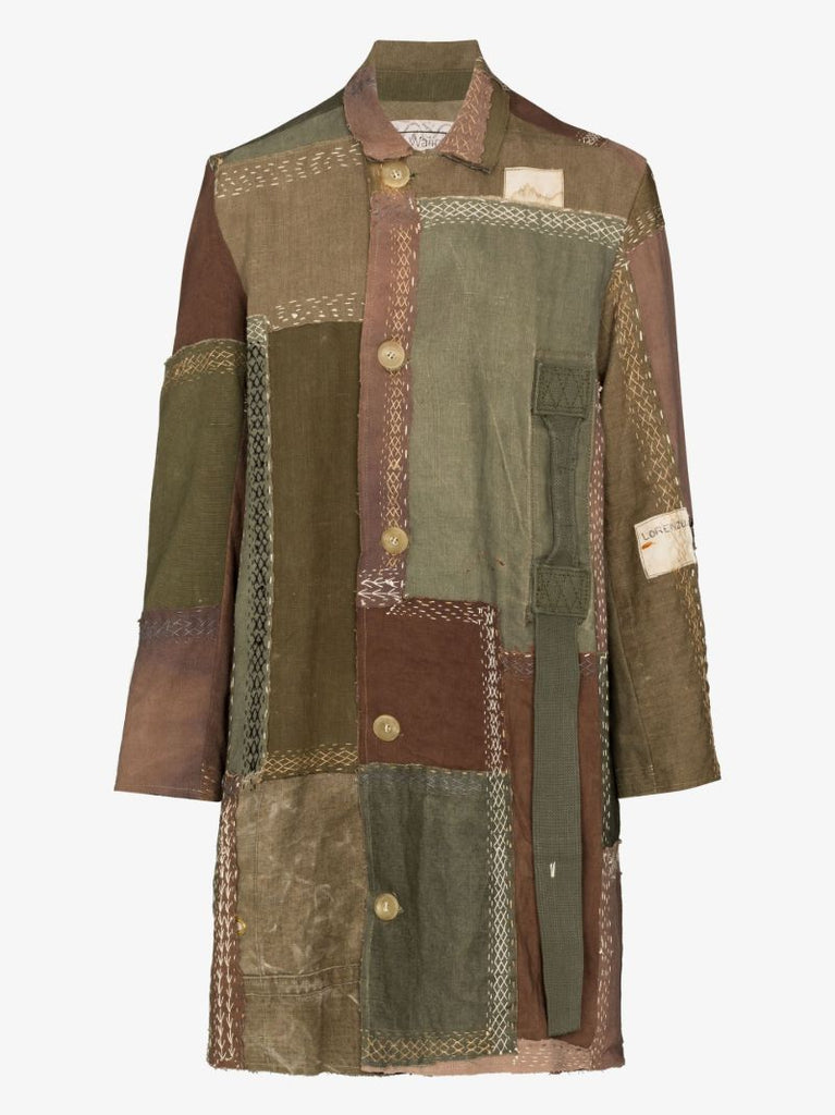 Brown Rufus Single-breasted Patchwork Coat