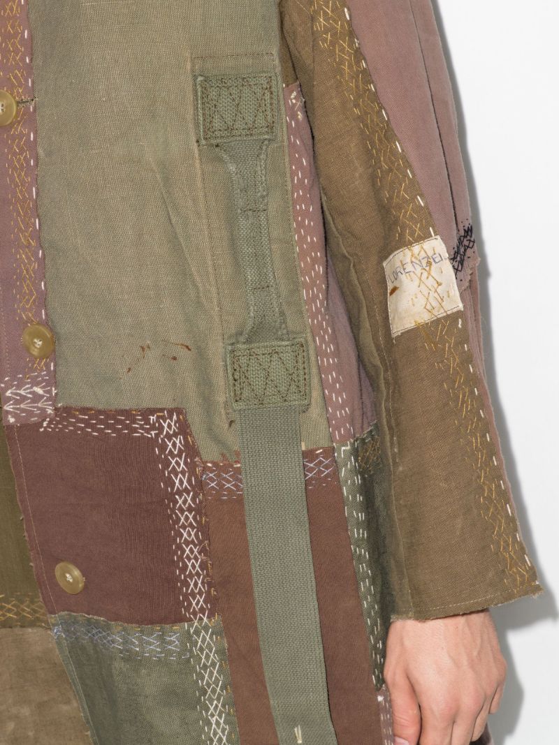 Brown Rufus Single-breasted Patchwork Coat