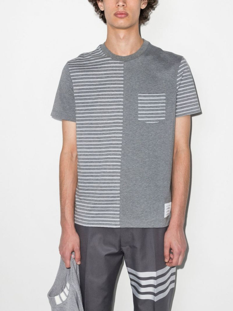 Striped Panel Cotton T-shirt