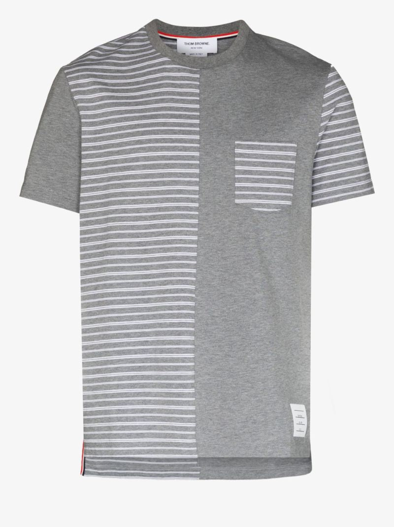 Striped Panel Cotton T-shirt