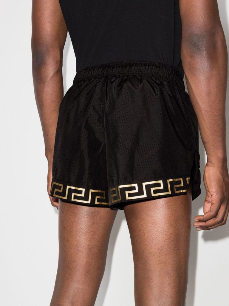 Black Greca Border Track Shorts