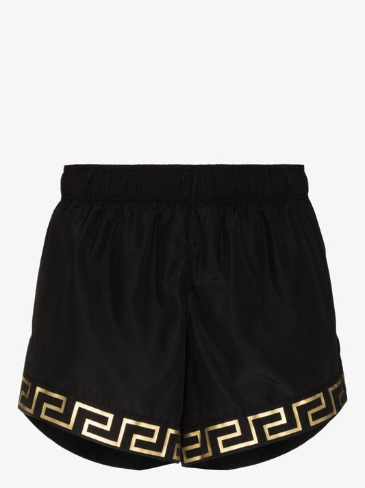 Black Greca Border Track Shorts