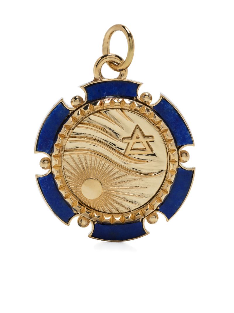 18k Yellow Gold Air Astrology Lapis Lazuli Charm