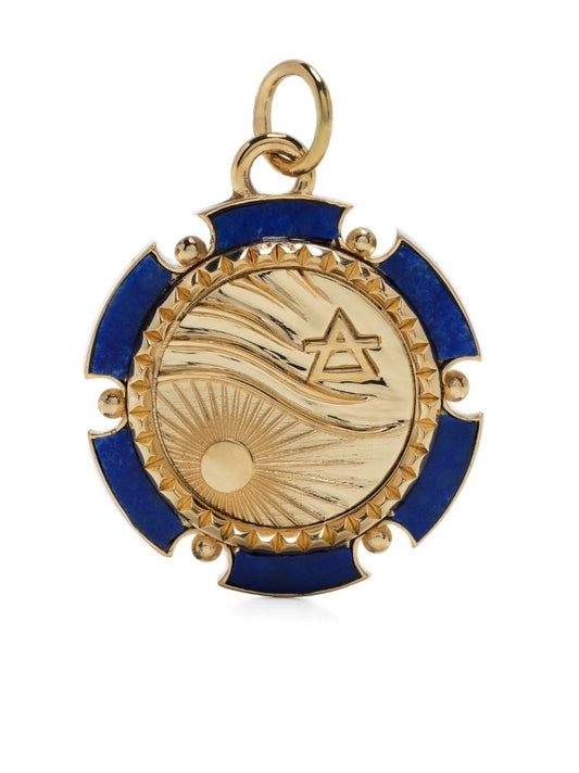 18k Yellow Gold Air Astrology Lapis Lazuli Charm