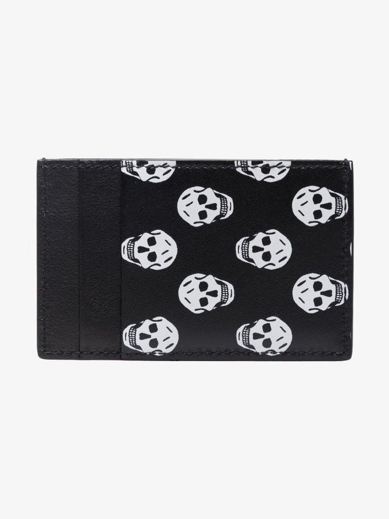 Black Skull Print Leather Card Holder