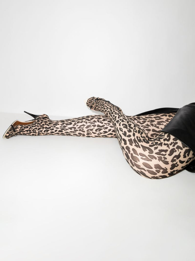 Neutral Josey Leopard Print Tights