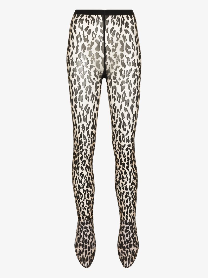 Neutral Josey Leopard Print Tights