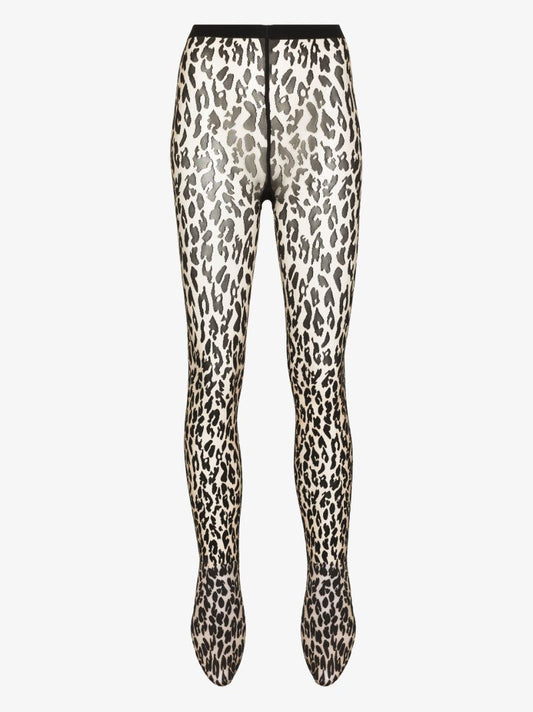 Neutral Josey Leopard Print Tights