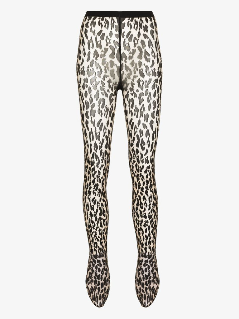 Neutral Josey Leopard Print Tights