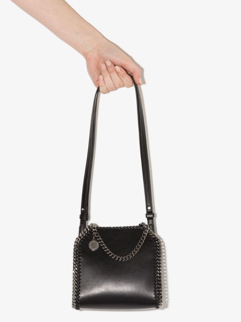 Black Falabella Small Faux Leather Tote Bag
