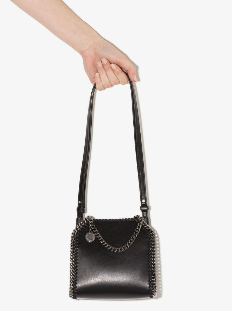 Black Falabella Small Faux Leather Tote Bag
