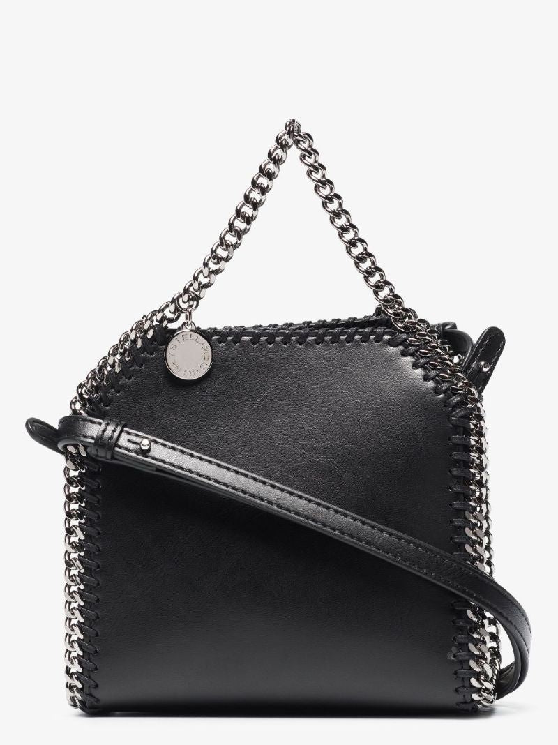Black Falabella Small Faux Leather Tote Bag
