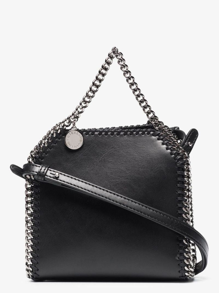 Black Falabella Small Faux Leather Tote Bag