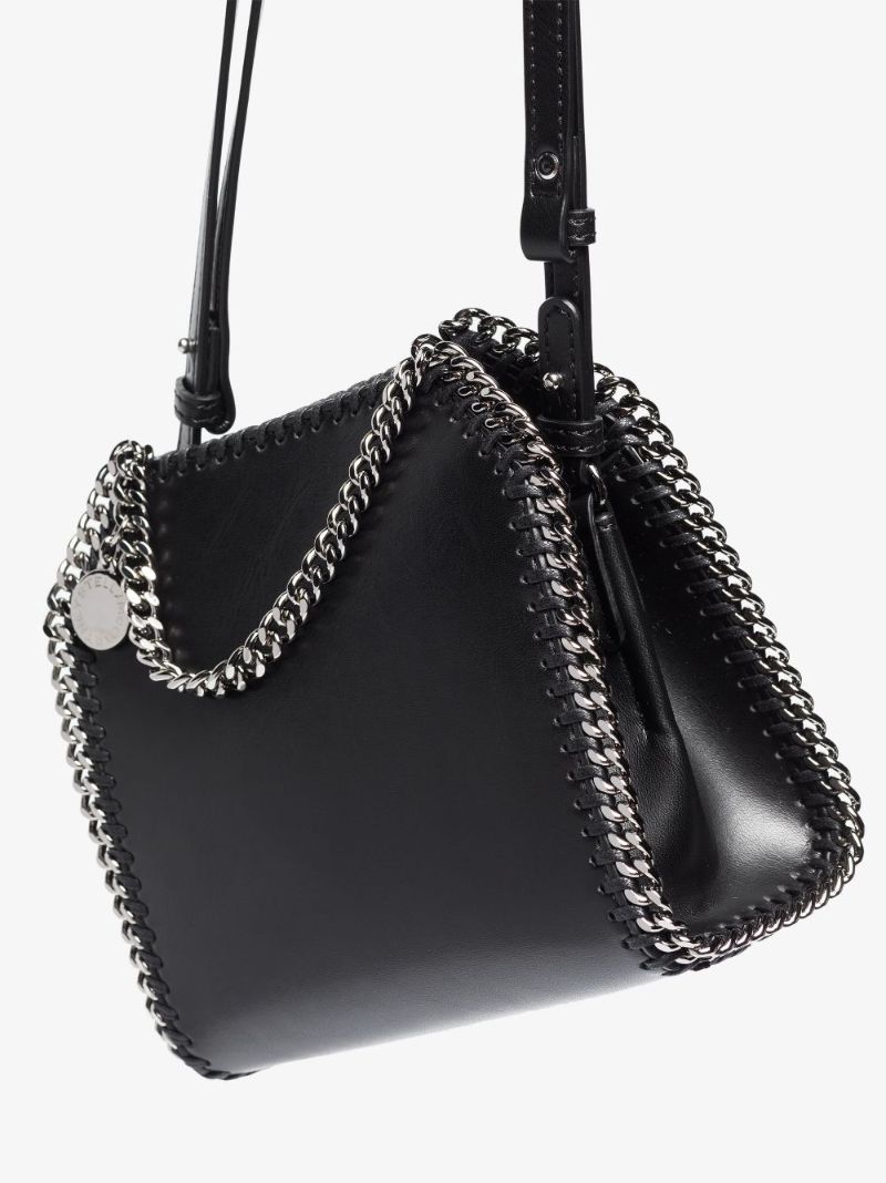 Black Falabella Small Faux Leather Tote Bag