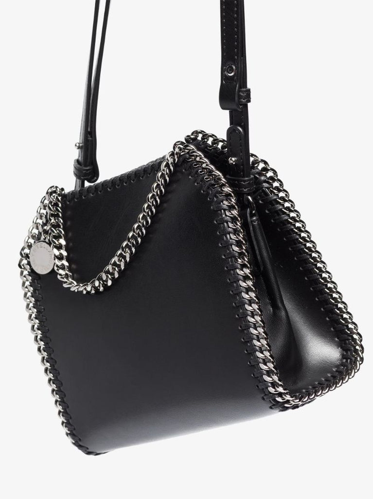 Black Falabella Small Faux Leather Tote Bag