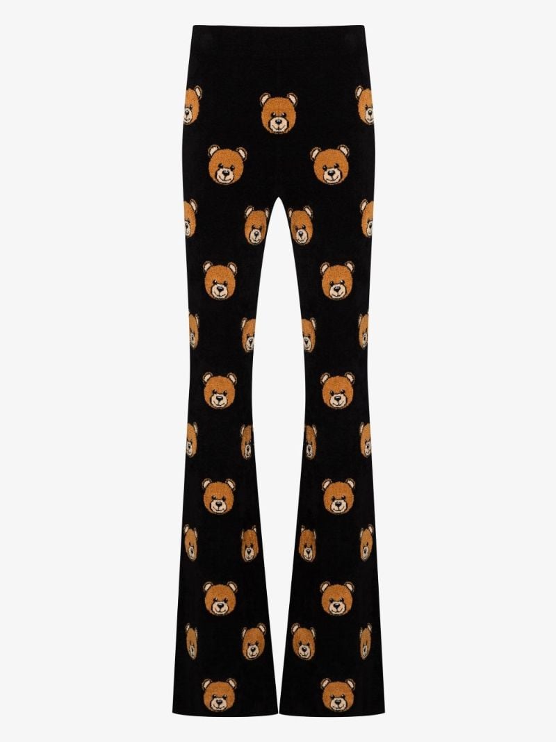 Teddy Print Flared Trousers