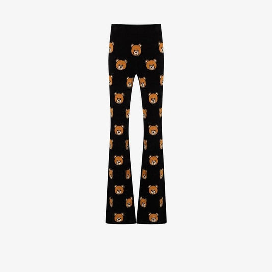 Teddy Print Flared Trousers