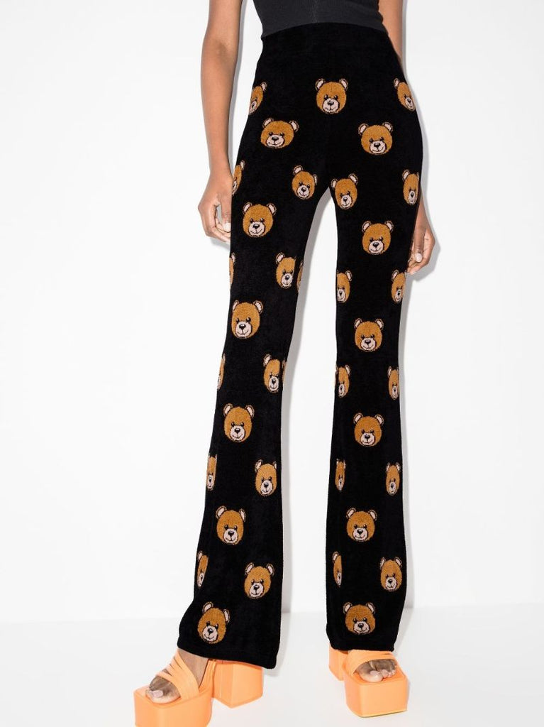 Teddy Print Flared Trousers
