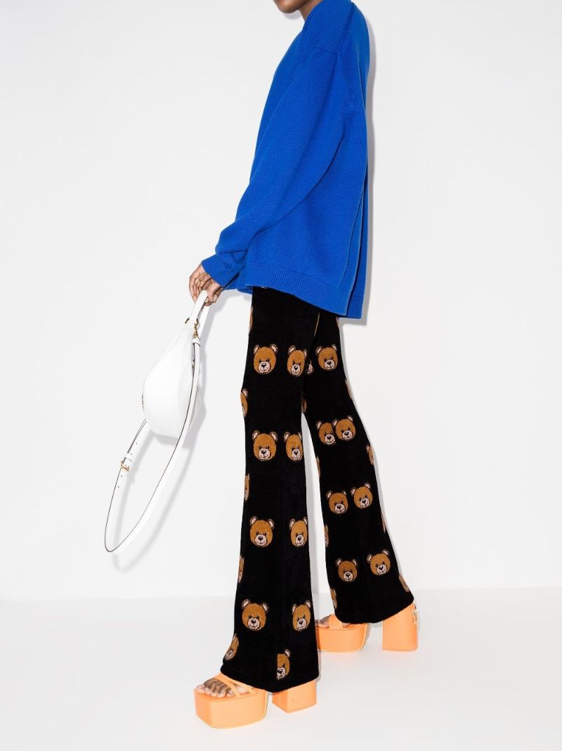 Teddy Print Flared Trousers