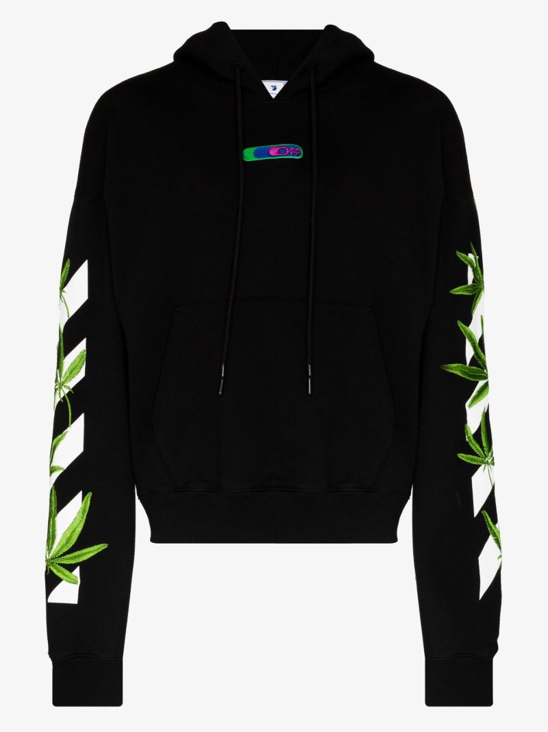 Black Weed Arrows Cotton Hoodie