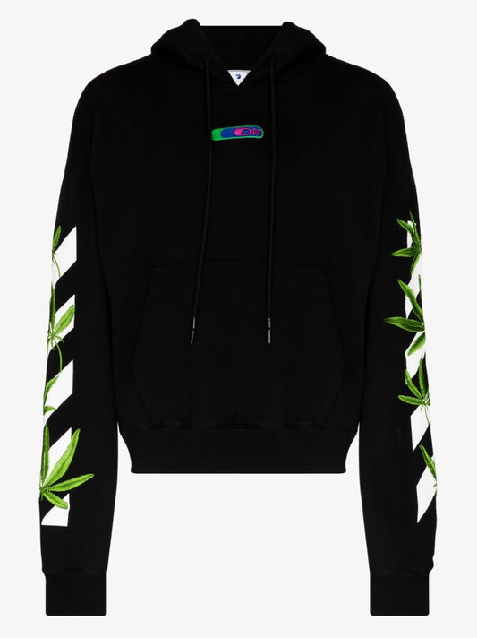 Black Weed Arrows Cotton Hoodie
