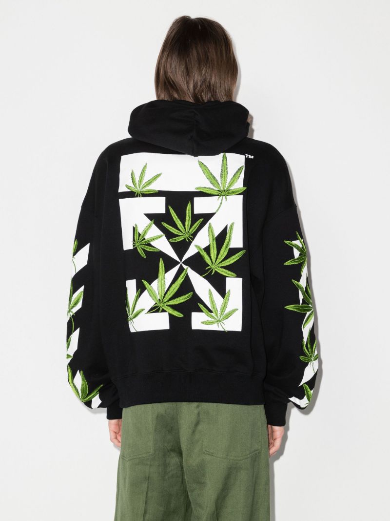 Black Weed Arrows Cotton Hoodie