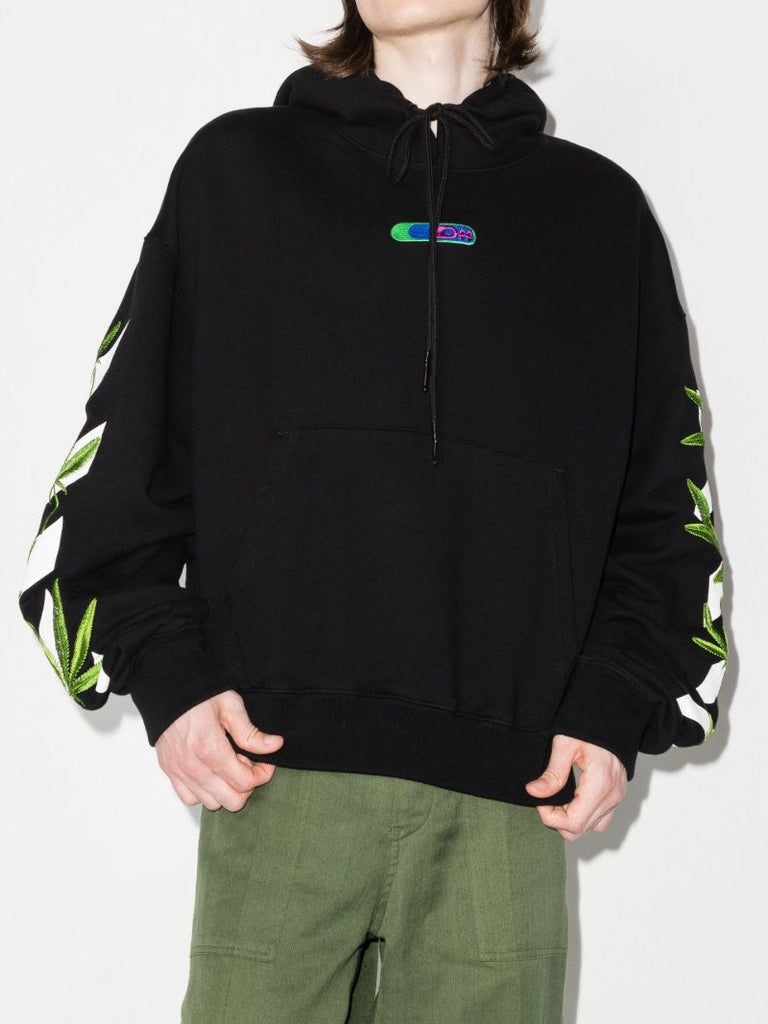 Black Weed Arrows Cotton Hoodie