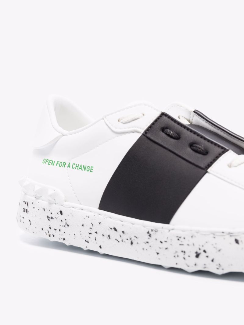 White Low Top Faux Leather Sneakers
