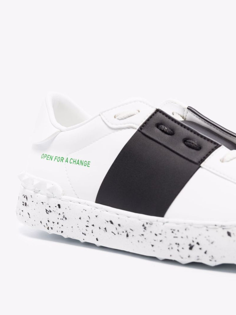 White Low Top Faux Leather Sneakers