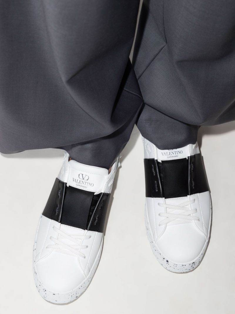 White Low Top Faux Leather Sneakers