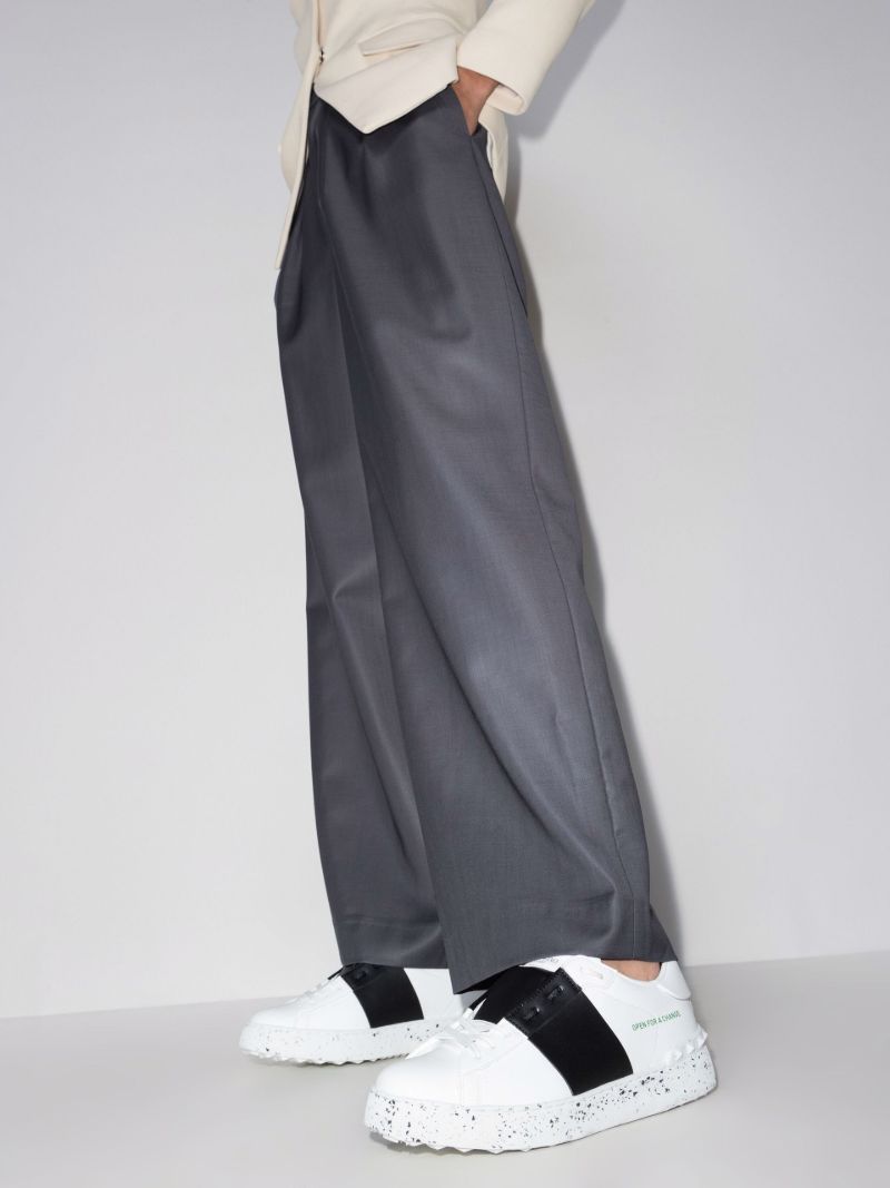 White Low Top Faux Leather Sneakers